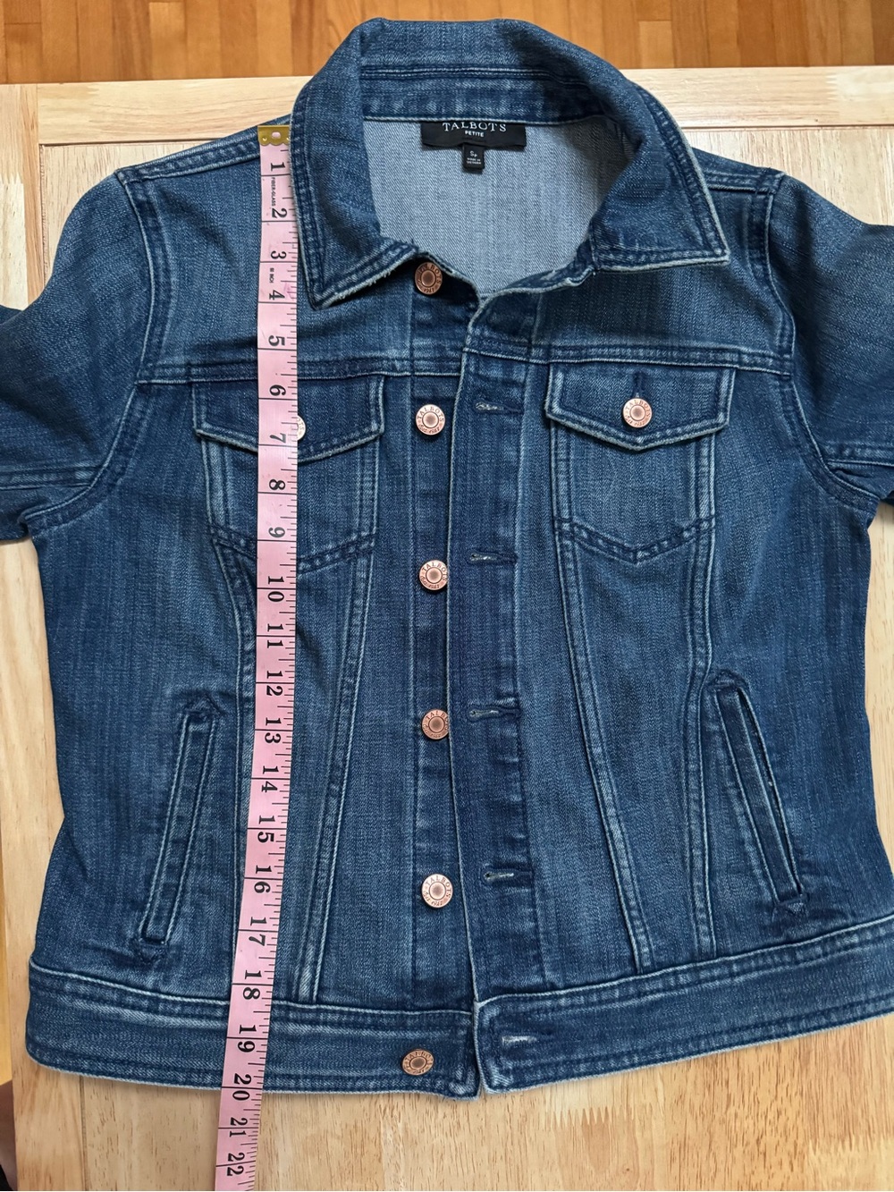Talbots Classic Denim Trucker Jacket Size Small Petite Coastal Grandma Preppy - Picture 7 of 7